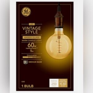 GE Amber Glass Vintage Style LED Bulb A19 60w G25